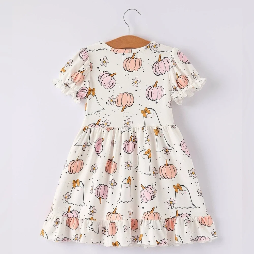 🎃 Rylee Faith Designs Ghost Pumpkin Twirl Dress 2 5 6 7